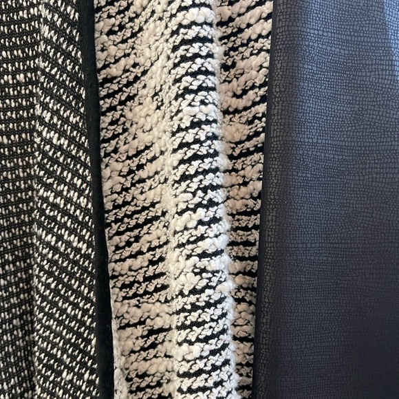 INC International Concepts Knit Cardigan - Faux Leather Sleeves - LG black/white - Picture 2 of 4